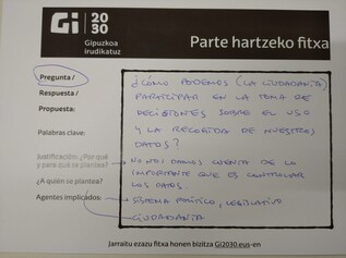 Nola parte hartu dezakegu (herritarrok) gure datuen jasotze eta erabileraren inguruko erabakietan?